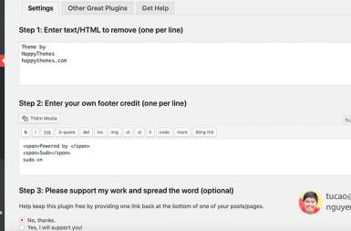 Cách xoá bản quyền (remove credits, copyright) trong theme Wordpress tự động