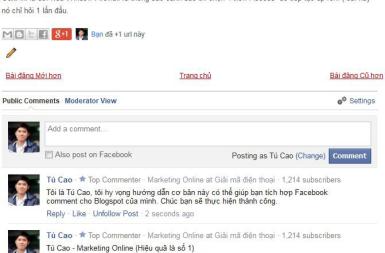 Tích hợp Facebook Comment cho Blogspot (Blogger)