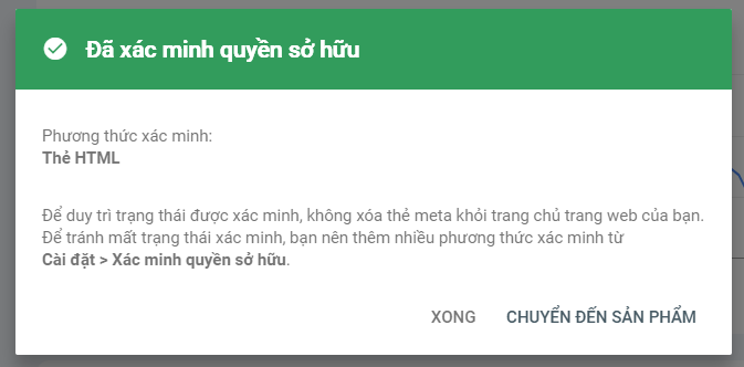 Xác minh tiên tố URL (Web) trong Google Search Consoler