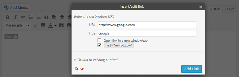 Rel Nofollow Checkbox