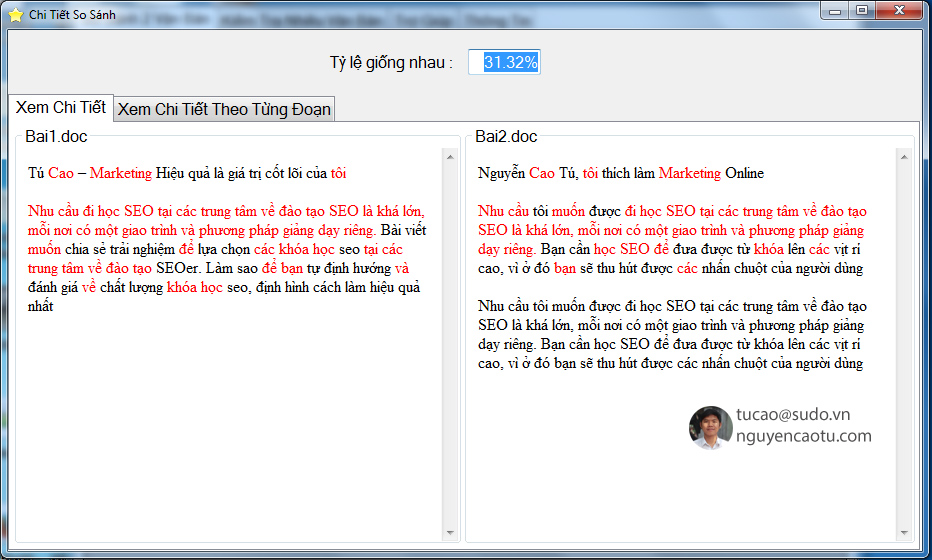 Kiểm tra tỷ lệ nội dung trùng lặp