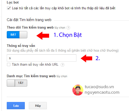 Bật tính năng theo dõi tìm kiếm.