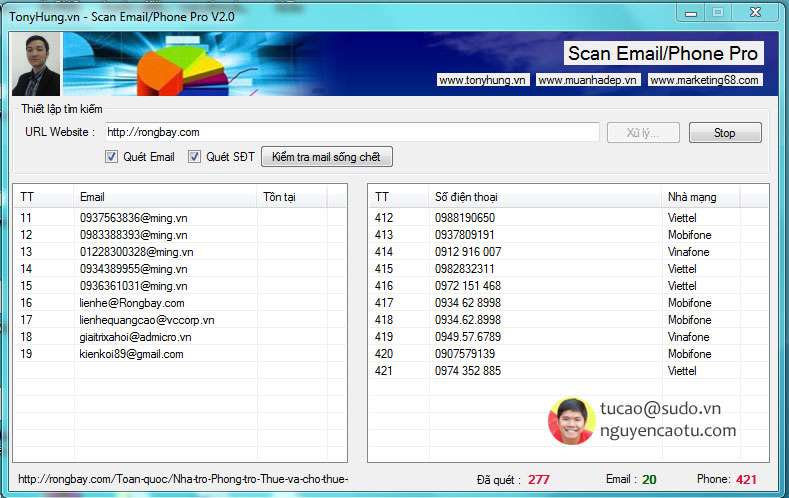 Phần mềm quét Email miễn phí