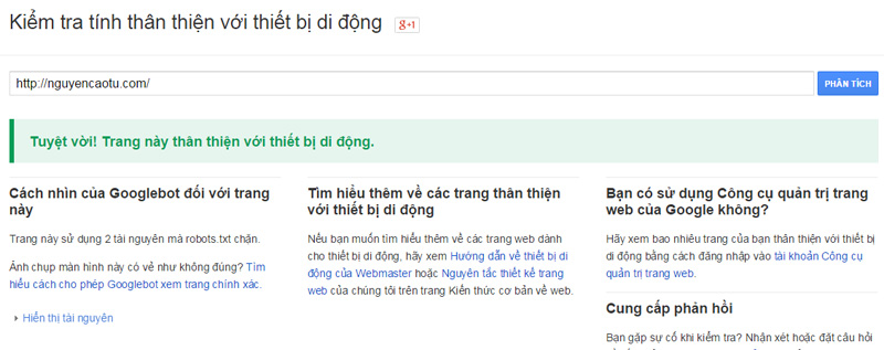 Mobile Friendly - Kiểm tra tính thân thiện với thiết bị di động