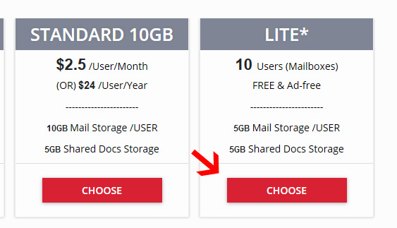 Lựa chọn gói FREE để khởi tạo miễn phí