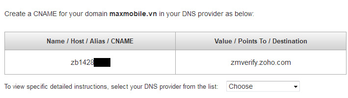 Tạo bản ghi Cname để xác nhận sở hữu tên miền
