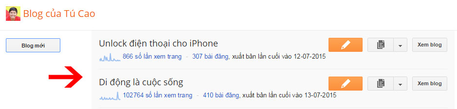 Danh sách Blogspot của bạn