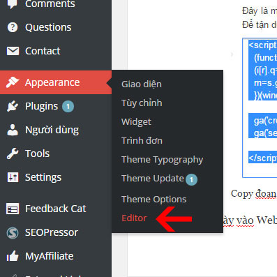 Sửa code Website của Wordpress