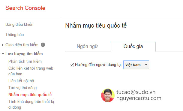 Cài đặt nhắm mục tiêu quốc tế cho Website