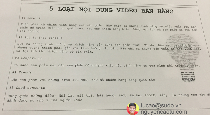 05 loại nội dung để làm Video Sale bán hàng