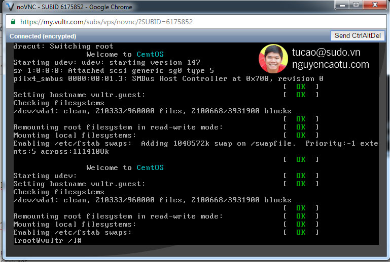 Kết quả khôi phục lại password của VPS