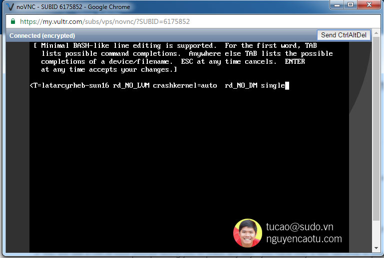 Gõ thêm chữ single vào cuối đoạn command line có sẵn