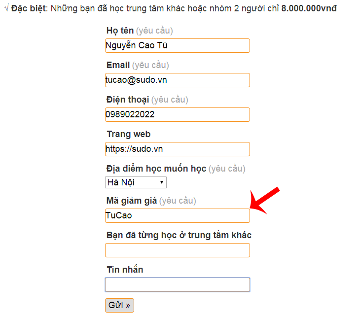 Nhập mã: TuCao để được giảm 20% tất cả khóa học SEO của a Trần Ngọc Thùy