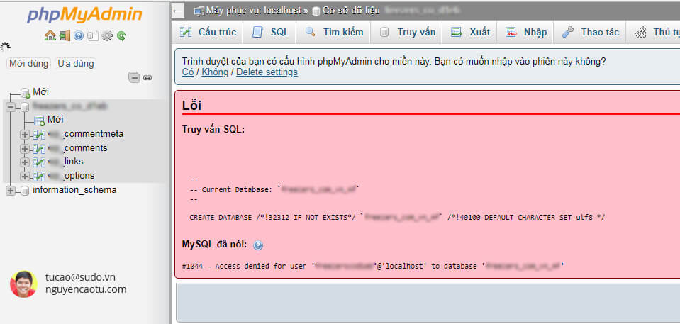 Hướng dẫn Fix lỗi CREATE DATABASE /*!32312 IF NOT EXISTS*/ hoặc Current Database