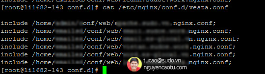 Xem danh sách các website trên vps