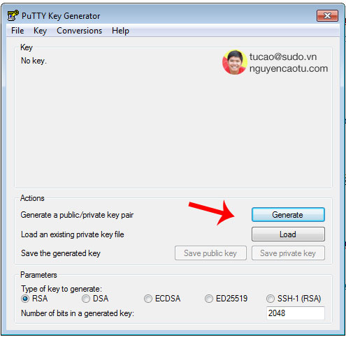 Puttygen để tạo key