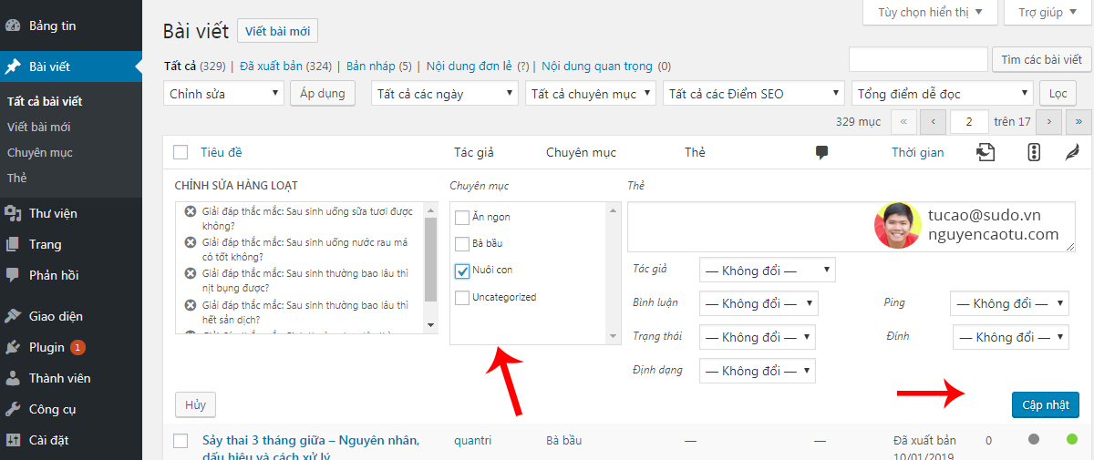 Di chuyển nhiều bài viết về 1 danh mục trên Wordpres