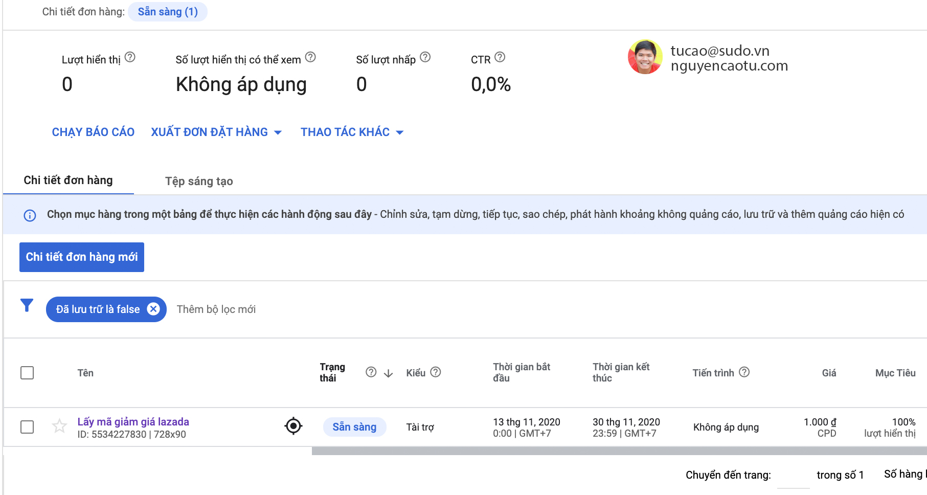 Xem trạng thái đơn hàng đã hiển thị Sẵn Sàng hay chưa.