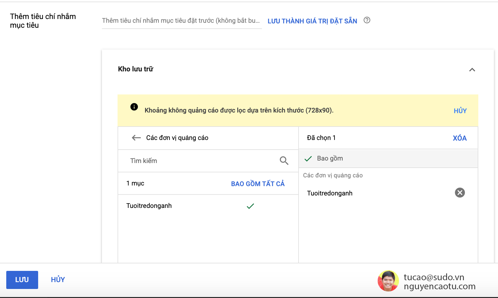 Chọn vị trí nhắm mục tiêu