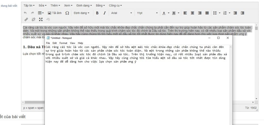 Sao chép nội dung vào NotePad