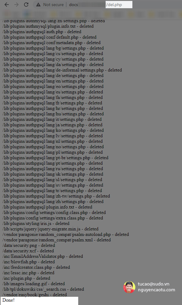 Xóa hết các file thừa của DokuWiki