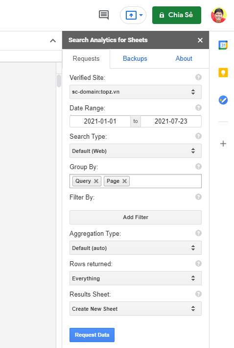  Chọn dữ liệu cần lấy 