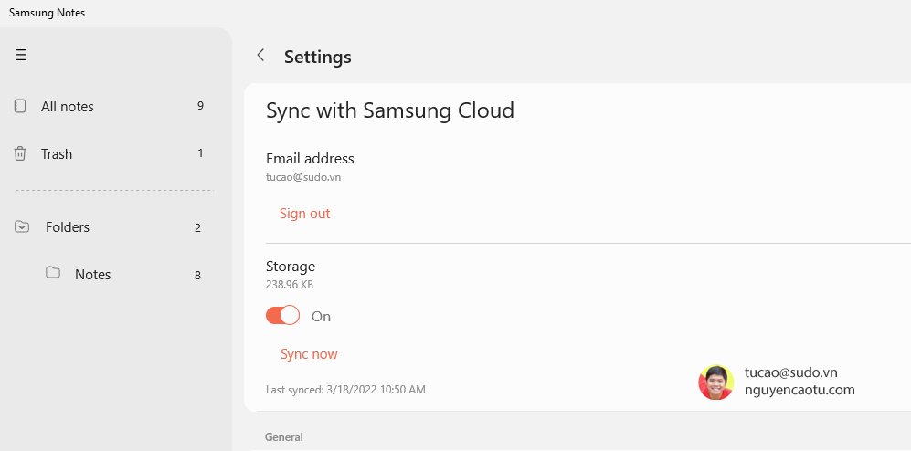 Kết quả sau khi cài đặt Samsung Notes
