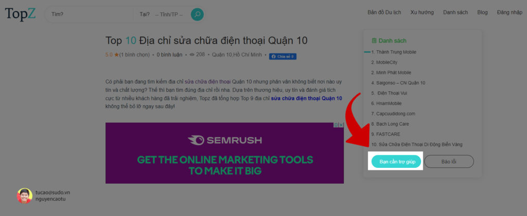 Đo lường một hành động click cho Website