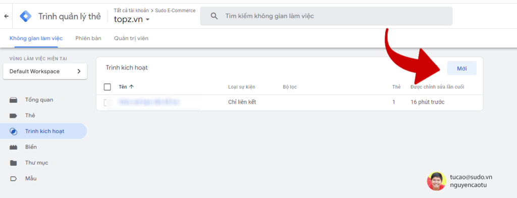 Chọn Mới để thêm trình kích hoạt