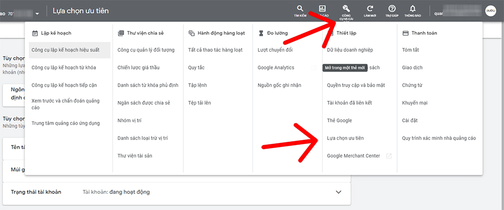 Hủy tài khoản Google Ads