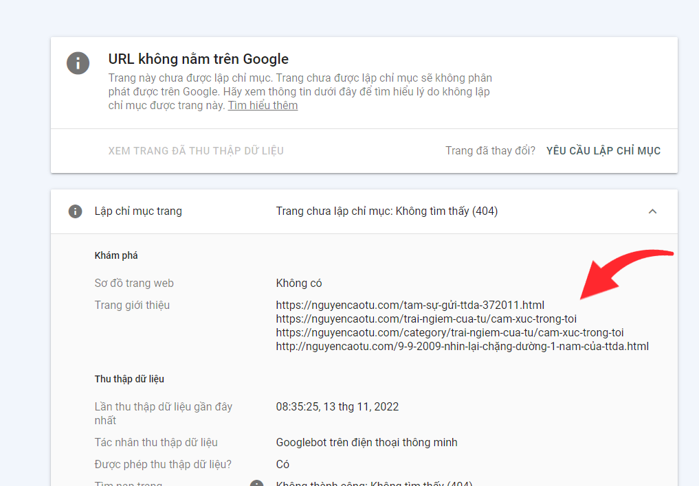 Kiểm tra URL được liên kết từ đâu và tạo ra lỗi 404