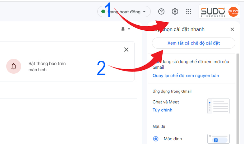 Vào phần cài đặt tài khoản Gmail của bạn