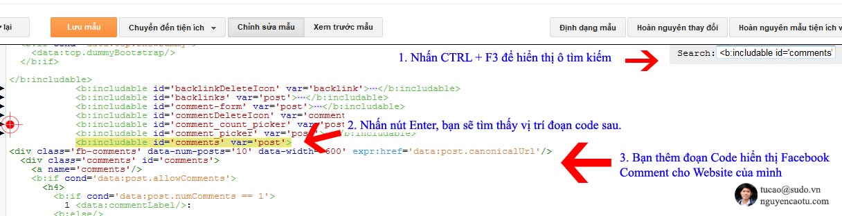 Thêm đoạn code hiển thị Facebook Comment cho Blogspot