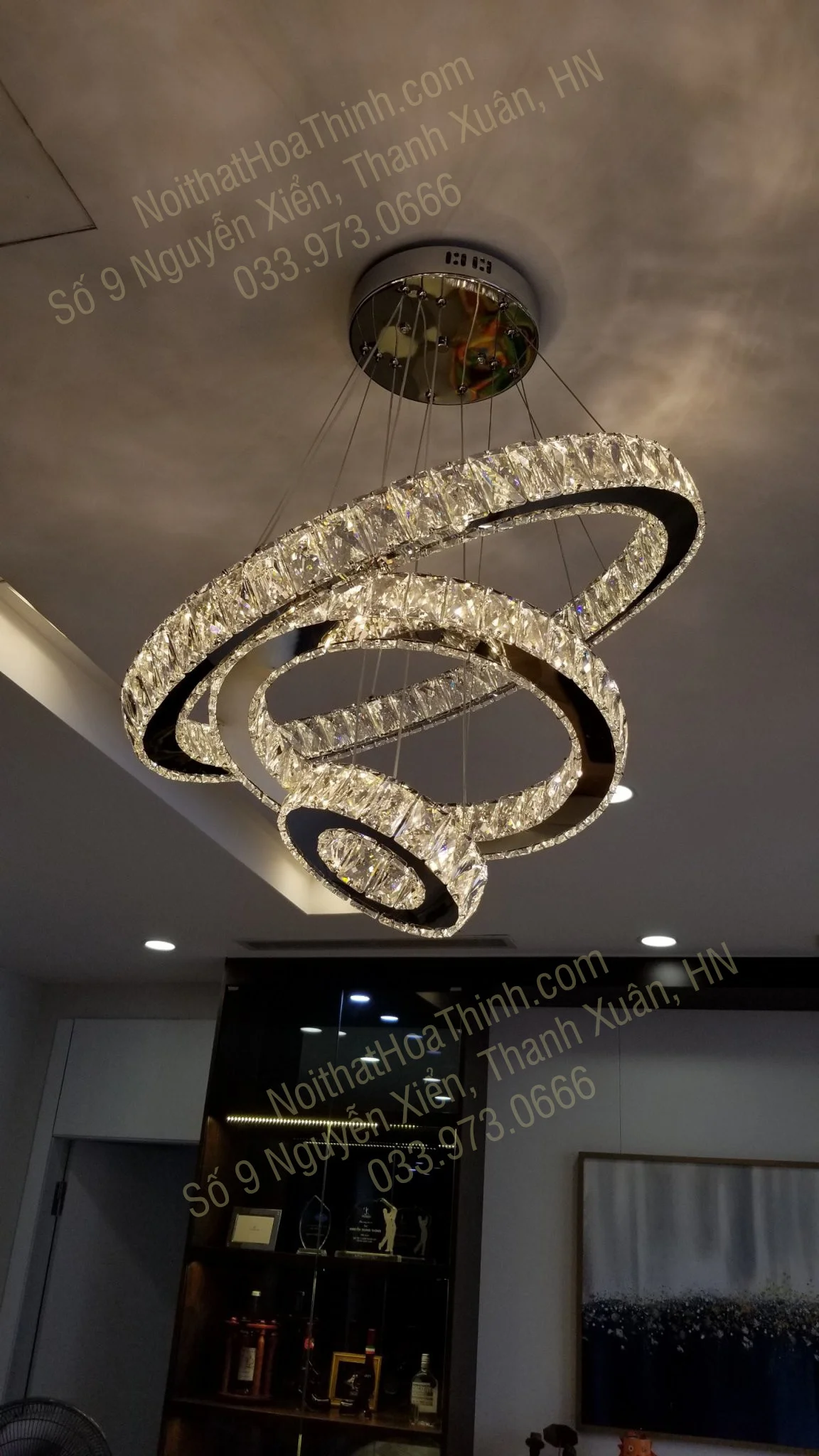 Đèn thả pha lê 3 vòng HTPL-29