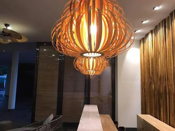 Đèn thả trần Mẫu tử - Đèn gỗ thả trần