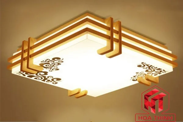 Đèn gỗ ốp trần phòng khách - Đèn ốp trần