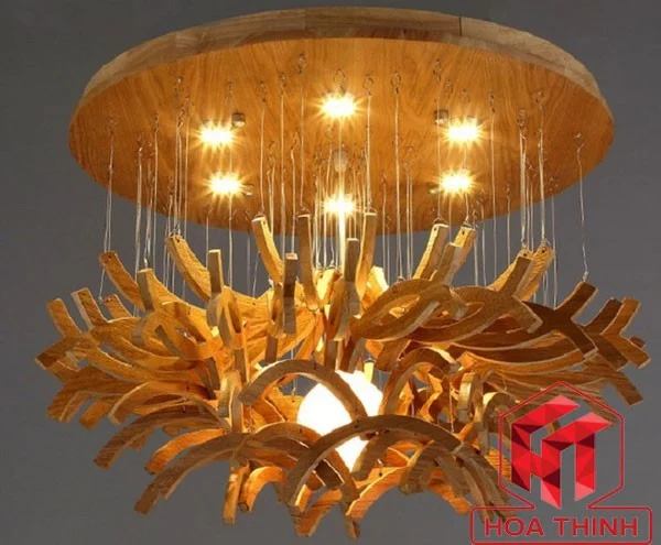Đèn chùm bằng gỗ treo trần - Đèn thả trần