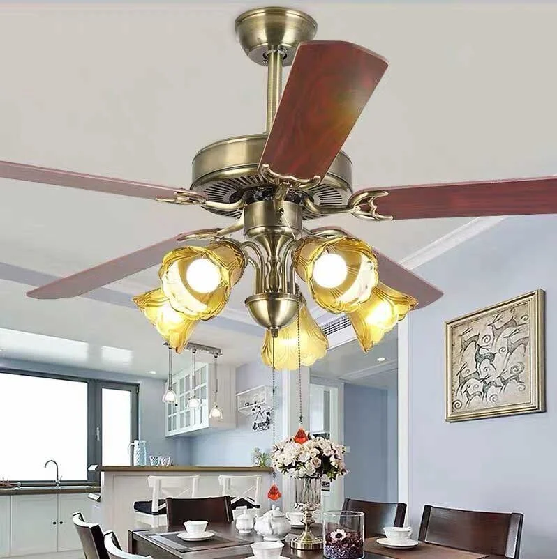 Đèn quạt trần cánh màu gỗ cao cấp HT09