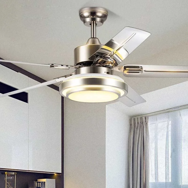 quạt trần liền đèn hiện đại cánh bạc