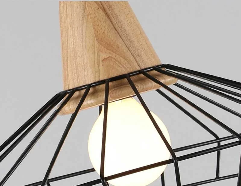 Đèn Thả Lồng Sắt Đuôi Gỗ HTDT-24