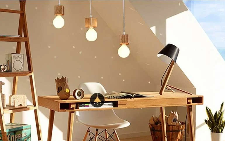 Đèn thả trang trí quán cafe đui gỗ