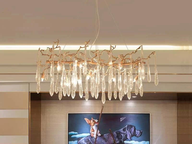 Đèn chùm pha lê trang trí phòng khách nhỏ