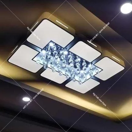 Đèn ốp trần chữ nhật pha lê HT- 002