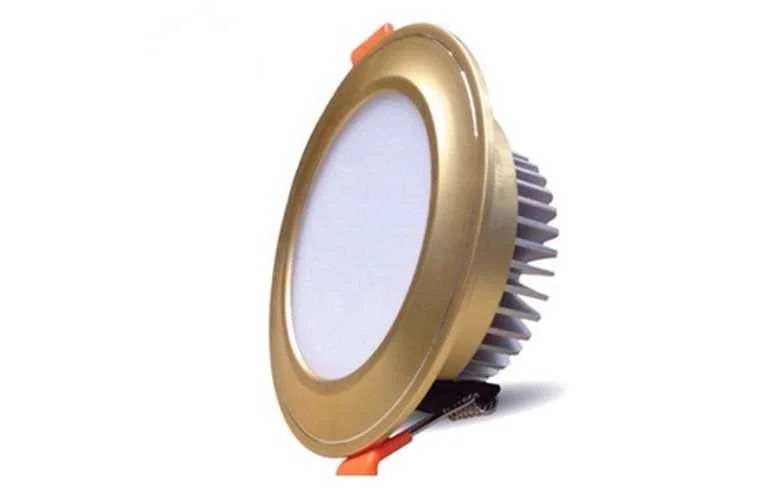 Đèn trang trí âm trần 7w 3 màu Đèn LED âm trần viền vàng 7w 3 màu mặt cong