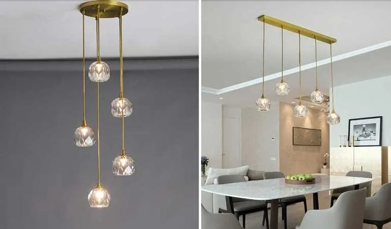 Đèn trang trí phòng khách nhà cấp 4 pha lê cao cấp - Đèn thả trang trí phòng khách nhà cấp 4 hiện đại HTPL-40