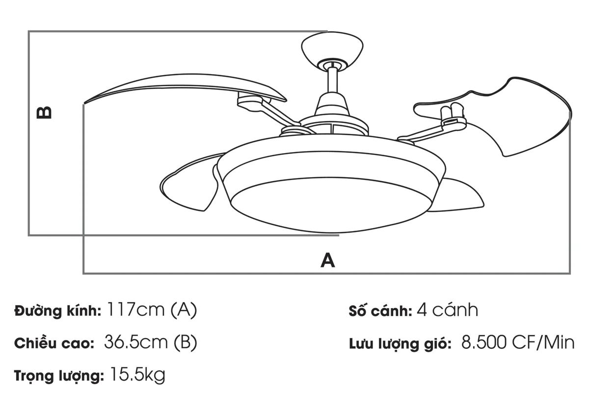 Quạt trần nhật nội địa chính hãng TOYA-214-W