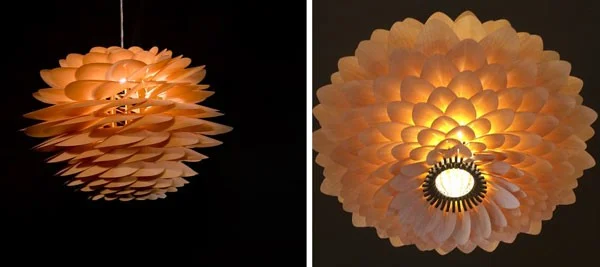 Đèn treo trần hoa bách nhật - Đèn gỗ thả trần