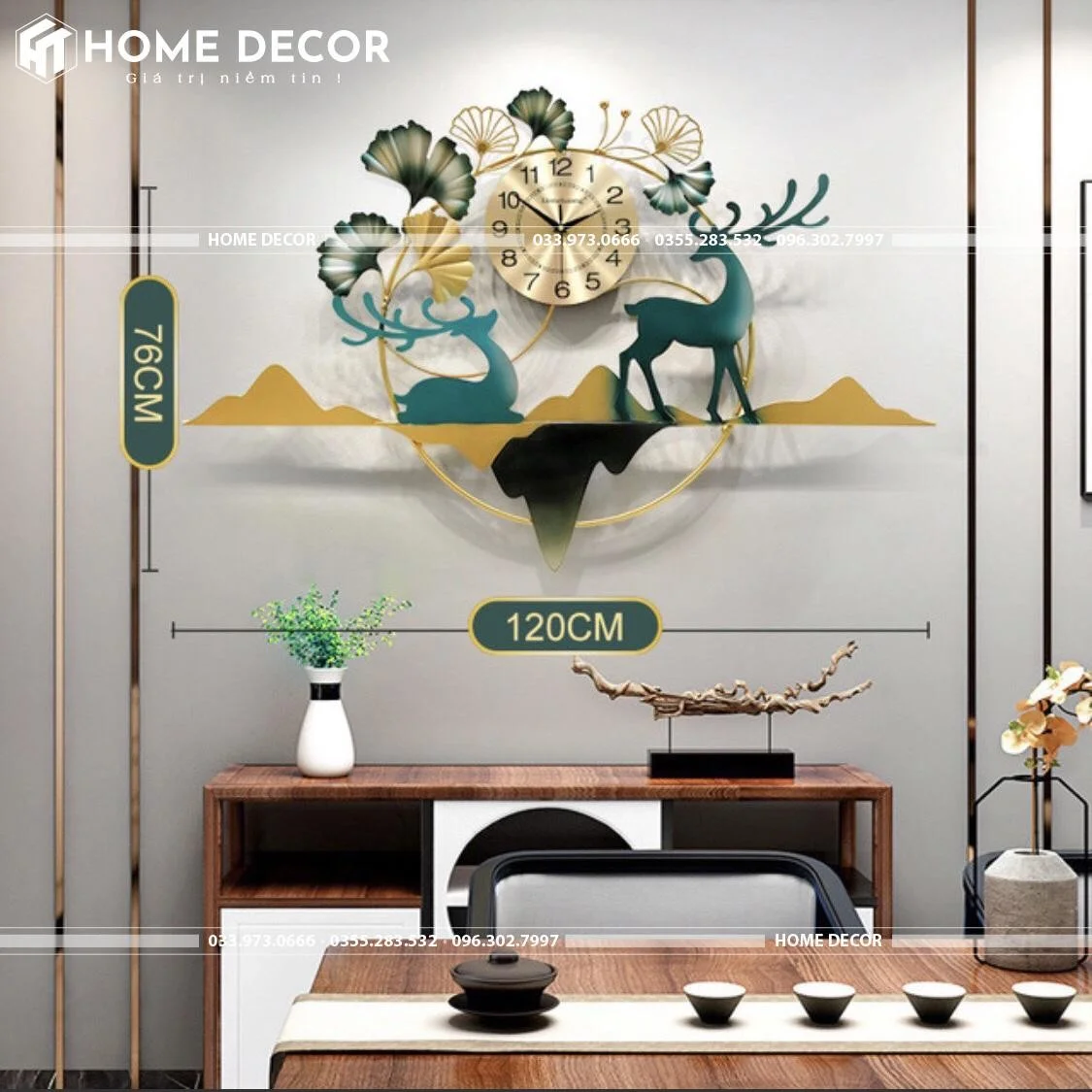 đồng hồ treo tường decor HTTDH-120HN