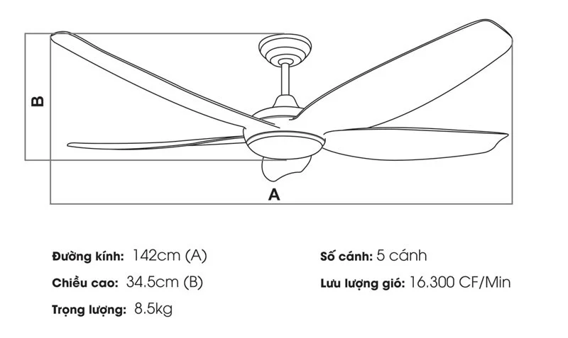 Quạt trần Nhật Bản cao cấp HIRO-219