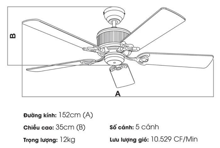 Quạt trần Nhật nội địa nhập khẩu 181-MBK